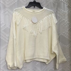 NWT Boutique sweater crop with fringe